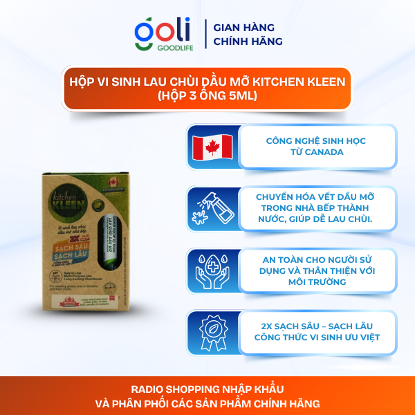 Hộp vi sinh lau chùi dầu mỡ Kitchen Kleen [3 ống 5ml]